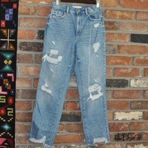 Garage Vintage Straight Denim Pants, Jean - Blue Destructed Size 00, 23